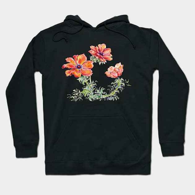 Color illustration of Red Poppies Hoodie by ShiningLightGallery